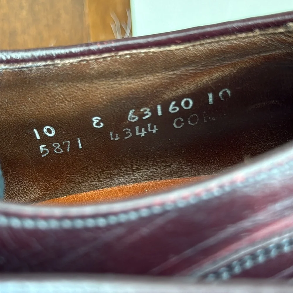 Allen Edmonds Brandywood Split Toe Deep Oxblood Brown Tie Shoe size 10